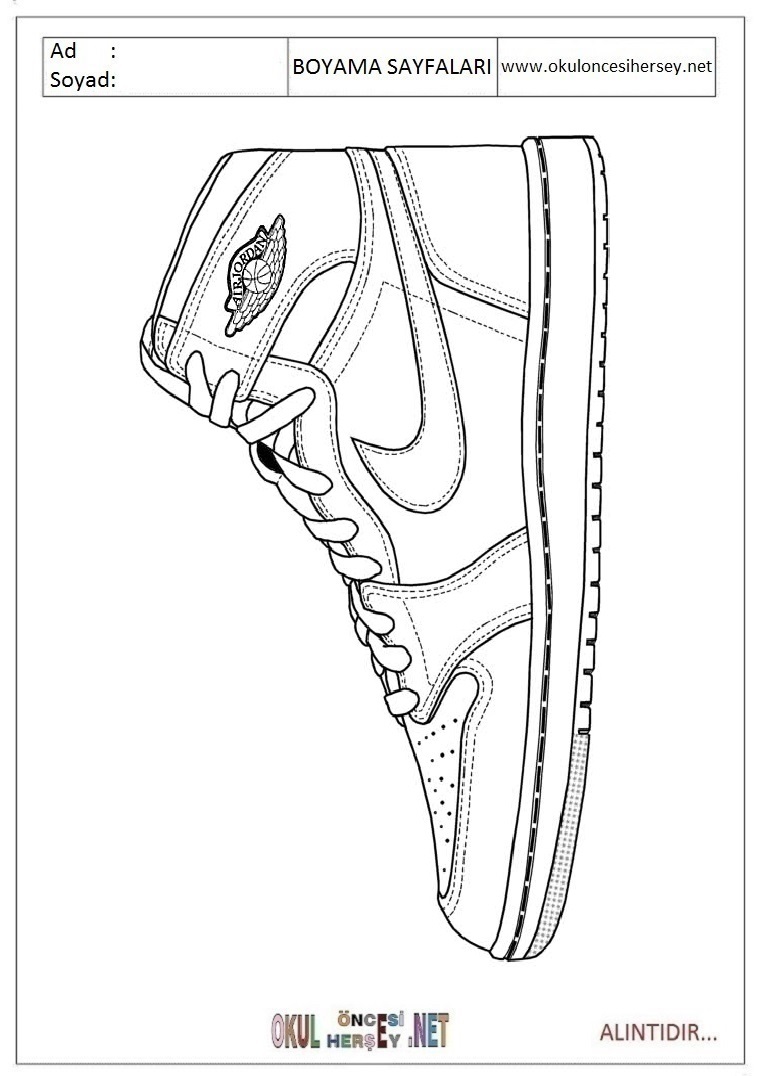 Çocuklar İçin Spor-Ayakkabısı Boyama Sayfaları 